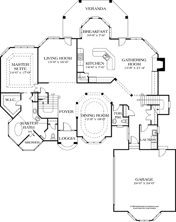 Home Plan - Mediterranean Floor Plan - Main Floor Plan #453-126