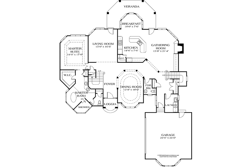 Dream House Plan - Floor Plan - Main Floor for Mediterranean House Plan #453-126 - 4 bed, 3.5 bath
