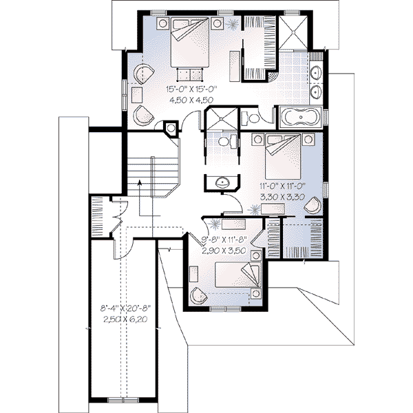 Architectural House Design - European Floor Plan - Upper Floor Plan #23-542