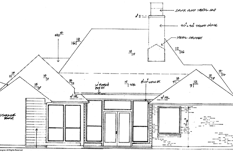 Home Plan - Exterior - Rear Elevation for Country House Plan #301-131 - 4 bed, 2.5 bath