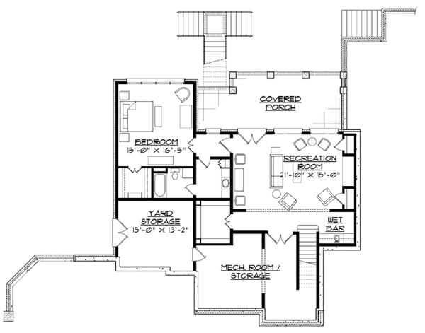Architectural House Design - Colonial Floor Plan - Lower Floor Plan #1054-12