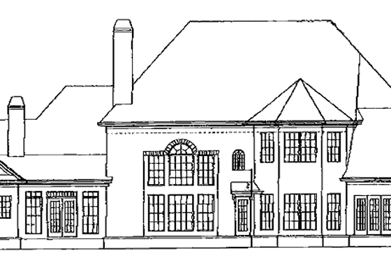 Exterior - Rear Elevation for Country House Plan #54-185 - 4 bed, 4.5 bath