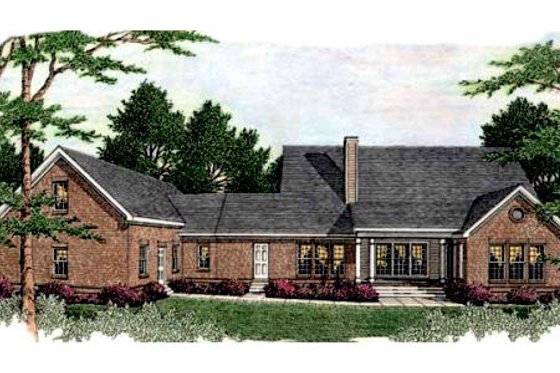 Exterior - Rear Elevation for Southern House Plan #406-299 - 3 bed, 3 bath