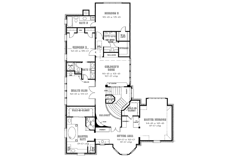 Dream House Plan - Floor Plan - Upper Floor for European House Plan #410-3597 - 4 bed, 4 bath