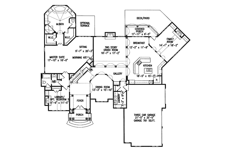 House Blueprint - Floor Plan - Main Floor for Traditional House Plan #54-182 - 4 bed, 5 bath