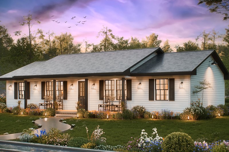 Architectural House Design - Exterior - Front Elevation 4 for Ranch House Plan #54-616 - 4 bed, 2 bath