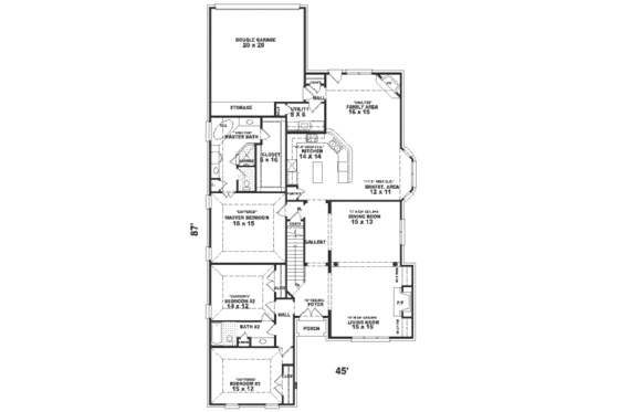 Floor Plan - Main Floor for Traditional House Plan #81-371 - 3 bed, 2 bath