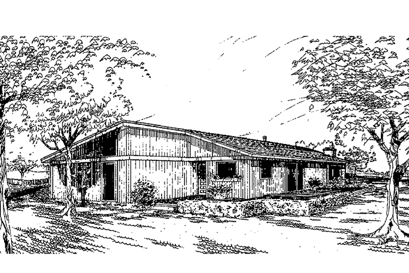 House Blueprint - Exterior - Front Elevation 3 for Contemporary House Plan #60-773 - 2 bed, 1 bath