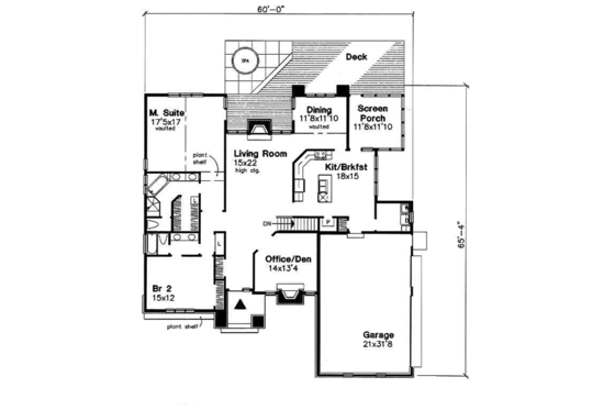 Floor Plan - Main Floor for Traditional House Plan #50-195 - 2 bed, 2 bath