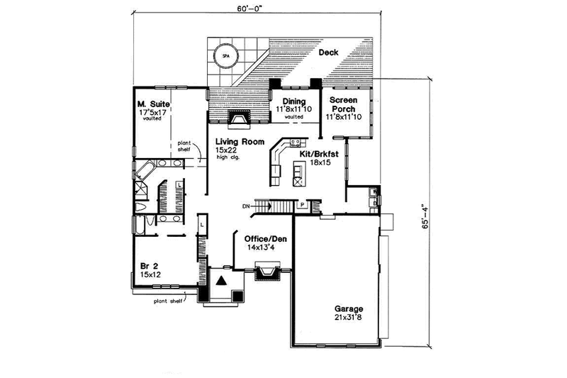 House Design - Floor Plan - Main Floor for Traditional House Plan #50-195 - 2 bed, 2 bath