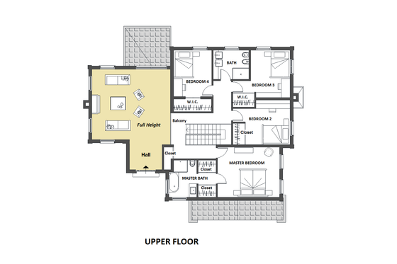Floor Plan - Upper Floor for European House Plan #542-15 - 4 bed, 4 bath