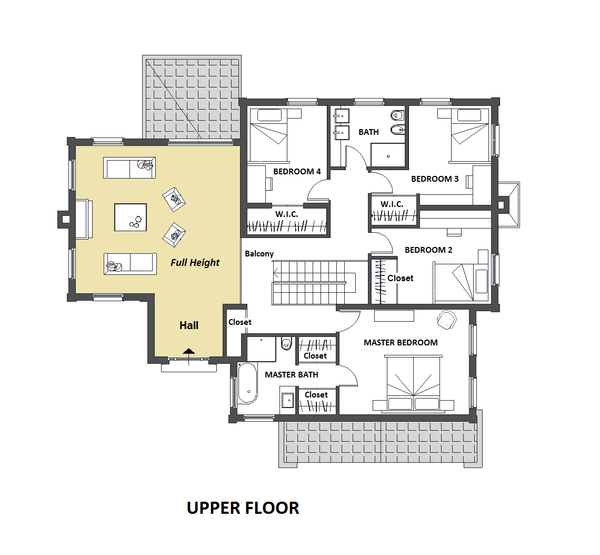 House Blueprint - European Floor Plan - Upper Floor Plan #542-15