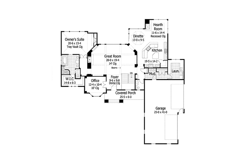 Home Plan - Floor Plan - Main Floor for European House Plan #51-1072 - 5 bed, 4.5 bath