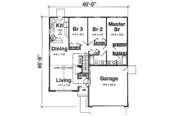 Floor Plan - Main Floor for Ranch House Plan #116-156 - 3 bed, 2 bath