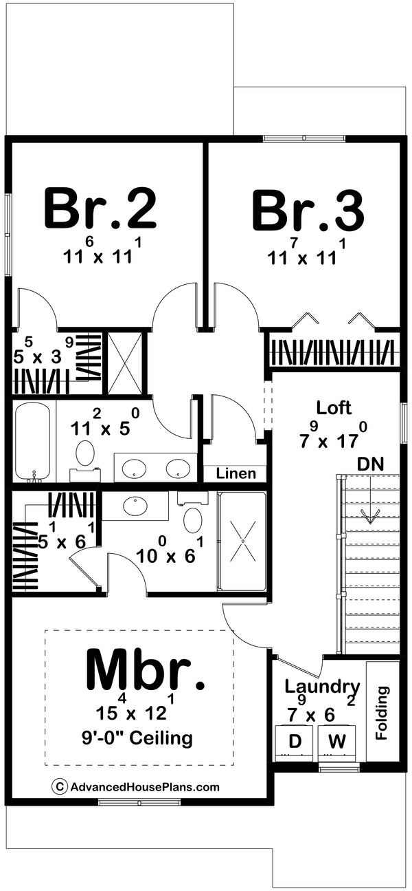 Dream House Plan - Traditional Floor Plan - Upper Floor Plan #455-435