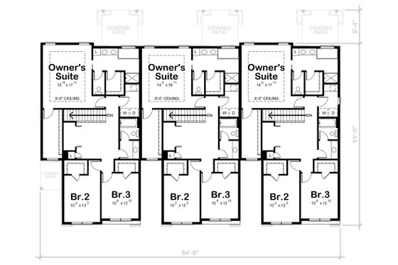 Floor Plan - Upper Floor for Traditional House Plan #20-2356 - 3 bed, 3 bath