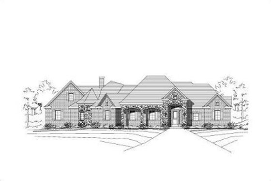 Exterior - Front Elevation for European House Plan #411-426 - 4 bed, 3.5 bath