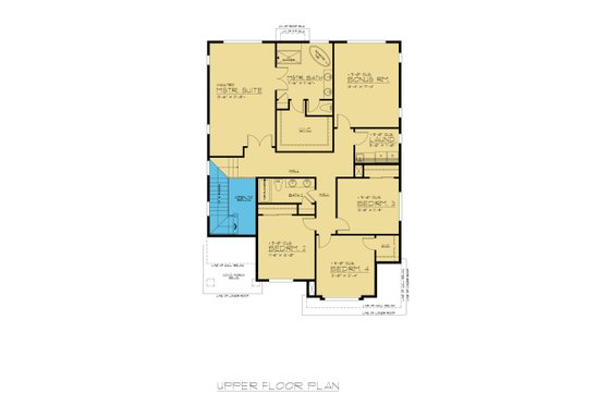 Floor Plan - Upper Floor for Colonial House Plan #1066-76 - 6 bed, 3 bath