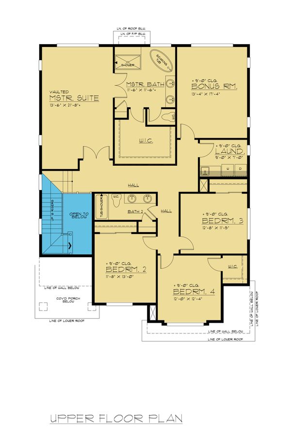 Architectural House Design - Colonial Floor Plan - Upper Floor Plan #1066-76