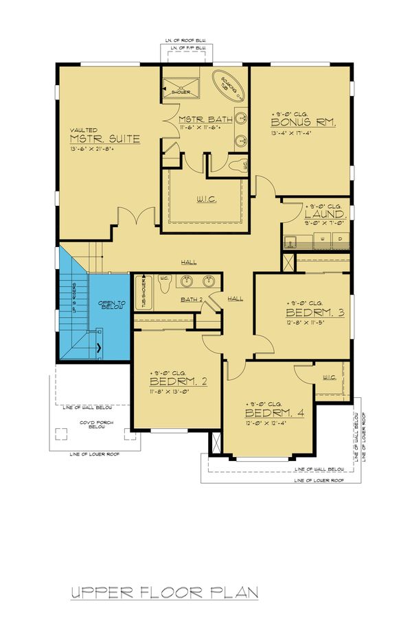 Home Plan - Colonial Floor Plan - Upper Floor Plan #1066-76