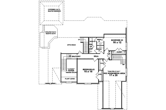 Floor Plan - Upper Floor for European House Plan #81-640 - 3 bed, 3.5 bath