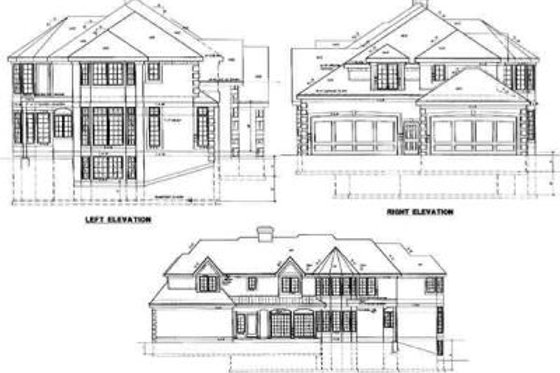Exterior - Rear Elevation for European House Plan #67-620 - 5 bed, 6 bath