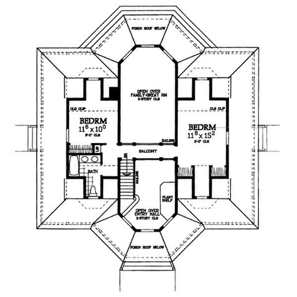 House Blueprint - Country Floor Plan - Upper Floor Plan #72-118