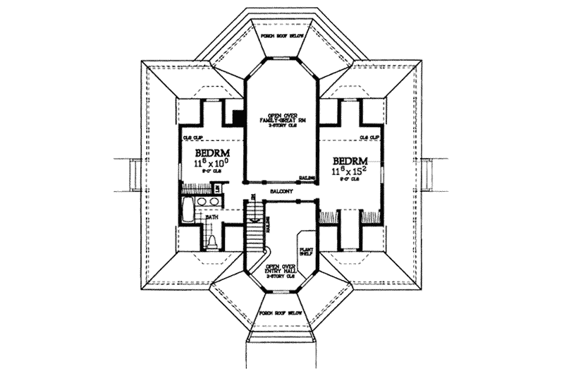 House Design - Floor Plan - Upper Floor for Country House Plan #72-118 - 3 bed, 2.5 bath