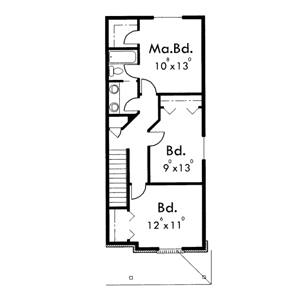 Traditional Floor Plan - Upper Floor Plan #303-394