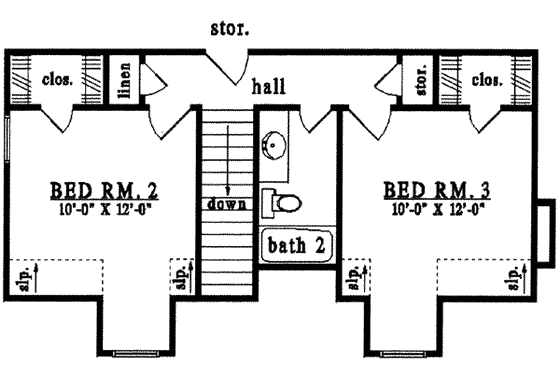 Floor Plan - Upper Floor for Farmhouse House Plan #42-327 - 3 bed, 2.5 bath