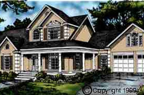 Exterior - Front Elevation for Country House Plan #40-129 - 3 bed, 2.5 bath