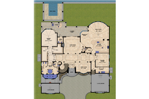 Floor Plan - Main Floor for Mediterranean House Plan #548-11 - 5 bed, 5.5 bath