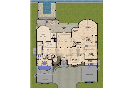 Floor Plan - Main Floor for Mediterranean House Plan #548-11 - 5 bed, 5.5 bath