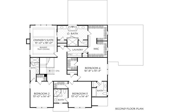Floor Plan - Upper Floor for Traditional House Plan #927-1049 - 5 bed, 5.5 bath