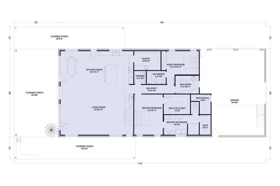 Floor Plan - Main Floor for Barndominium House Plan #1107-42 - 4 bed, 3.5 bath