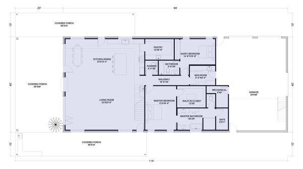 House Blueprint - Barndominium Floor Plan - Main Floor Plan #1107-42
