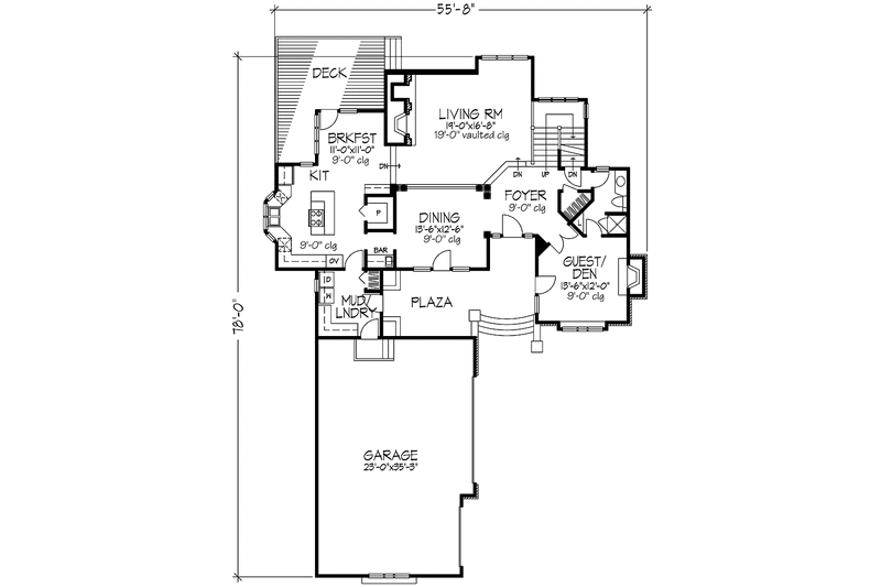 Dream House Plan - Floor Plan - Main Floor for Prairie House Plan #320-1134 - 3 bed, 3 bath