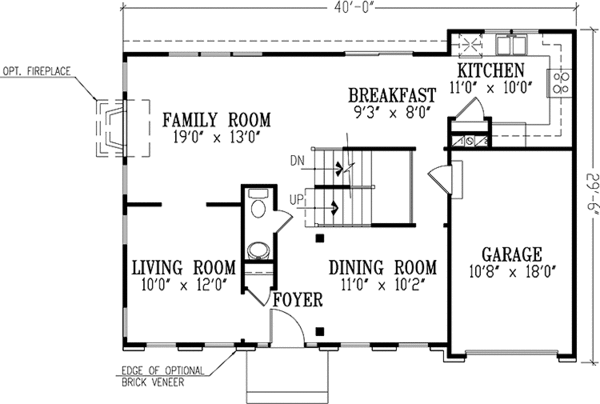 Home Plan - Colonial Floor Plan - Main Floor Plan #953-89