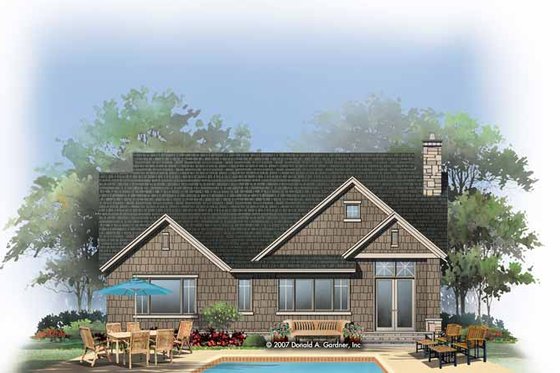 Exterior - Rear Elevation 1 for European House Plan #929-830 - 3 bed, 2.5 bath