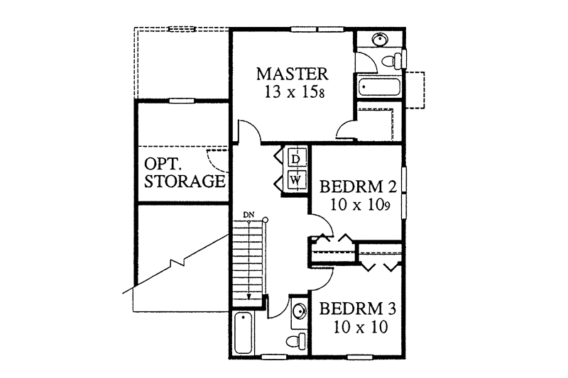 Architectural House Design - Floor Plan - Upper Floor for Country House Plan #1053-16 - 3 bed, 2.5 bath