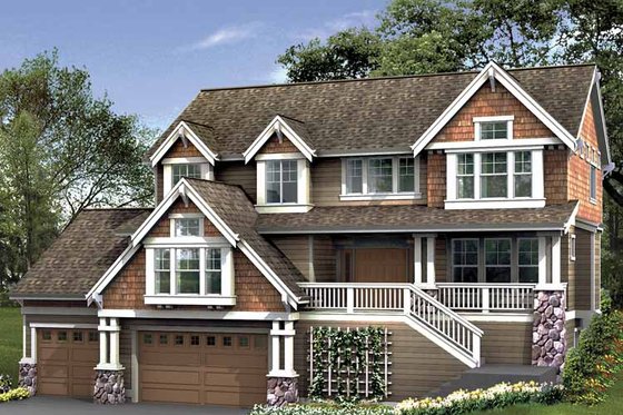 Exterior - Front Elevation 3 for Craftsman House Plan #132-401 - 4 bed, 3.5 bath