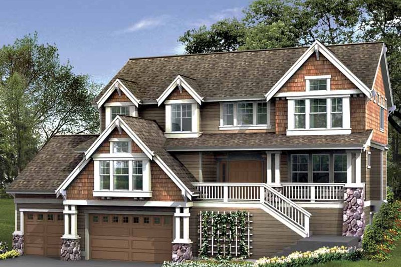 Home Plan - Exterior - Front Elevation 3 for Craftsman House Plan #132-401 - 4 bed, 3.5 bath