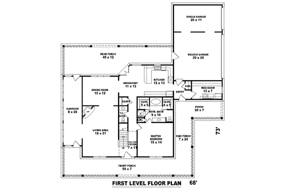Floor Plan - Main Floor for Traditional House Plan #81-1490 - 3 bed, 3.5 bath