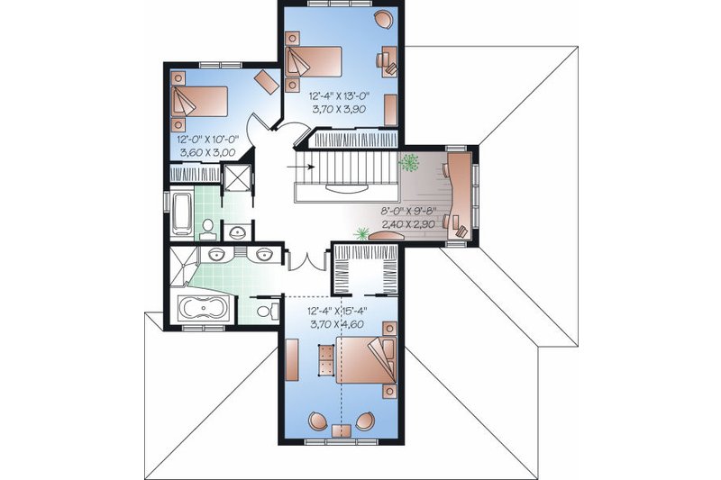 House Design - Floor Plan - Upper Floor for Mediterranean House Plan #23-728 - 3 bed, 2.5 bath