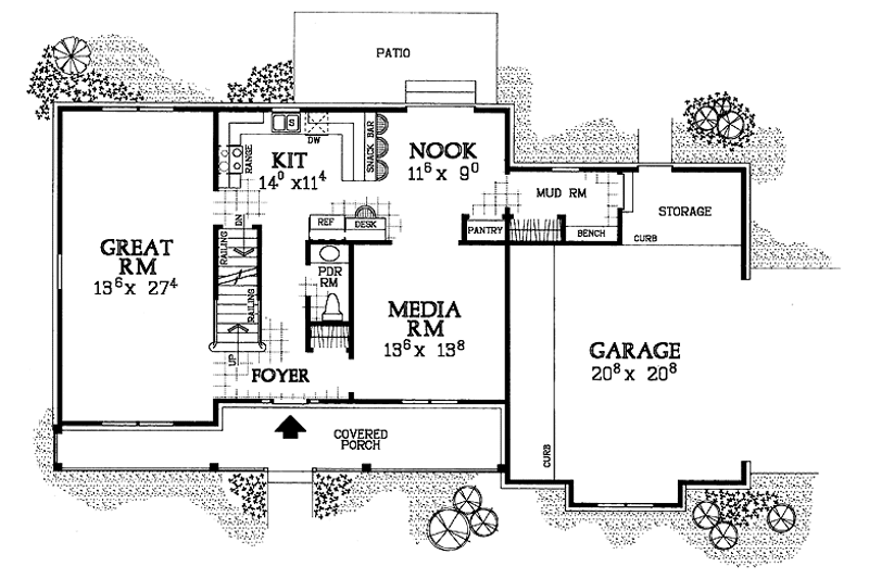 Architectural House Design - Floor Plan - Main Floor for Country House Plan #72-1107 - 4 bed, 2.5 bath
