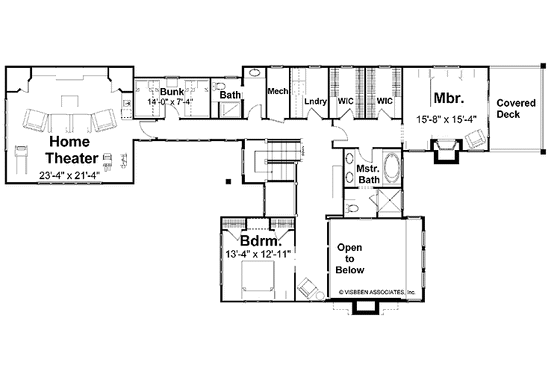 Floor Plan - Upper Floor for Craftsman House Plan #928-15 - 2 bed, 3 bath