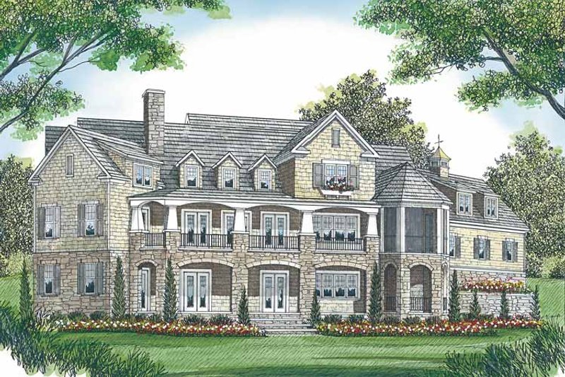 House Blueprint - Exterior - Rear Elevation for Craftsman House Plan #453-455 - 5 bed, 4 bath