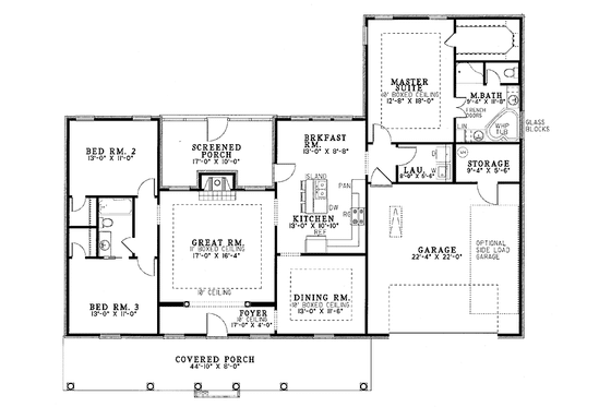Floor Plan - Main Floor for Country House Plan #17-2701 - 3 bed, 2 bath