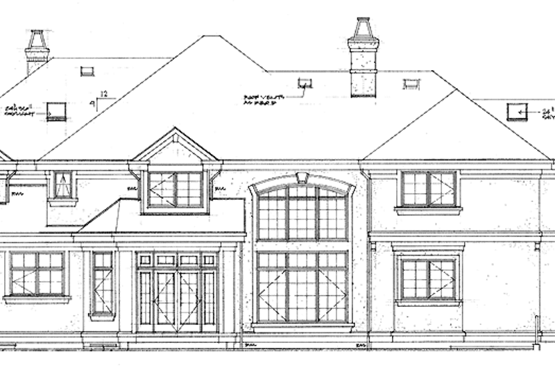 Home Plan - Exterior - Rear Elevation for Mediterranean House Plan #47-895 - 4 bed, 3 bath