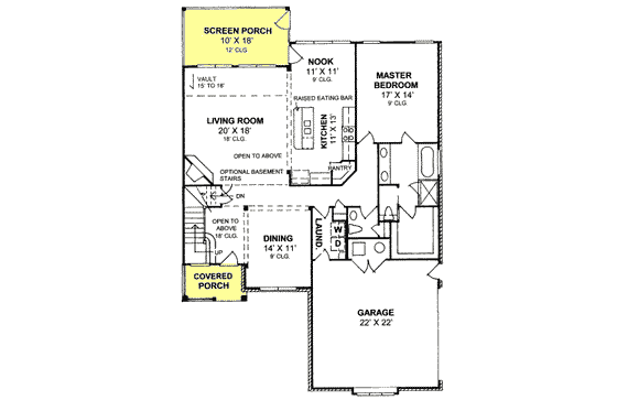 Floor Plan - Main Floor for Traditional House Plan #20-1359 - 4 bed, 3.5 bath